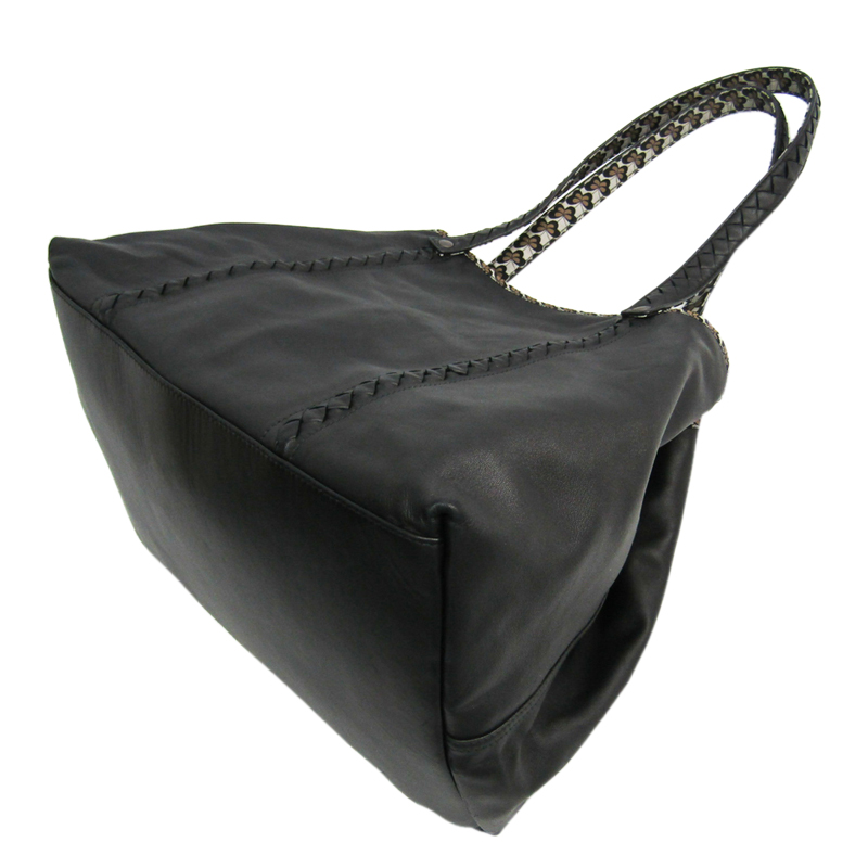 

Bottega Veneta Black Leather And Nylon Reversible Medium Tote
