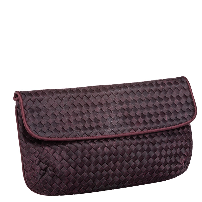 

Bottega Veneta Purple Intrecciato Nylon Clutch Bag