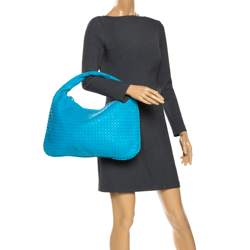 

Bottega Veneta Sapphire Blue Intrecciato Leather Veneta Hobo