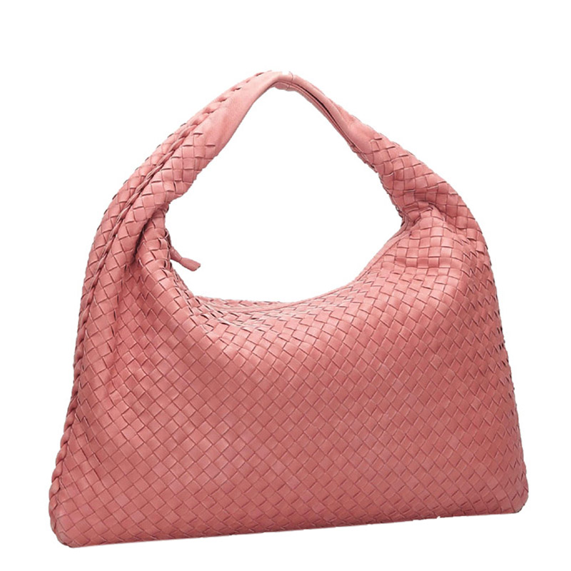 

Bottega Veneta Pink Intrecciato Leather Hobo Bag