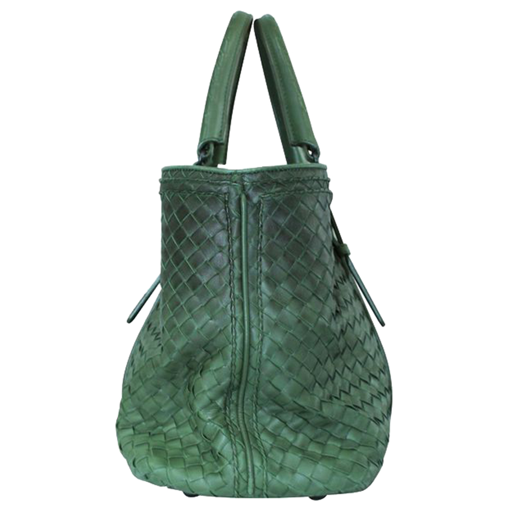 

Bottega Veneta Dark Green Intrecciato Leather Tote Bag