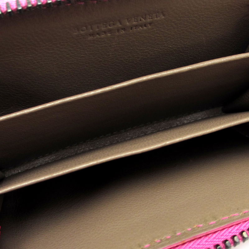 

Bottega Veneta Pink Intrecciato Leather Round Zipper Wallet