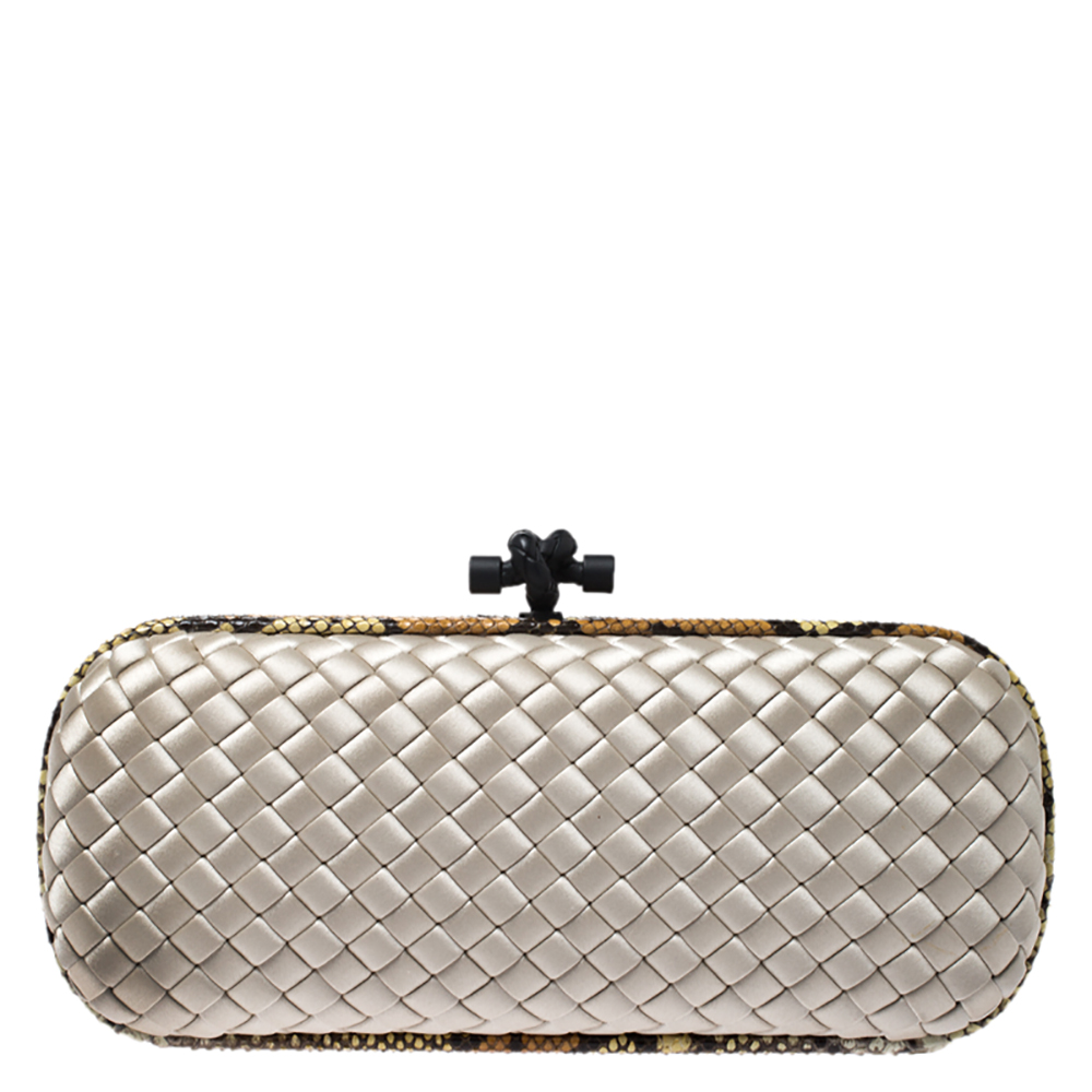 Bottega Veneta Beige Intrecciato Satin & Ayers Trim Knot Clutch – myGemma