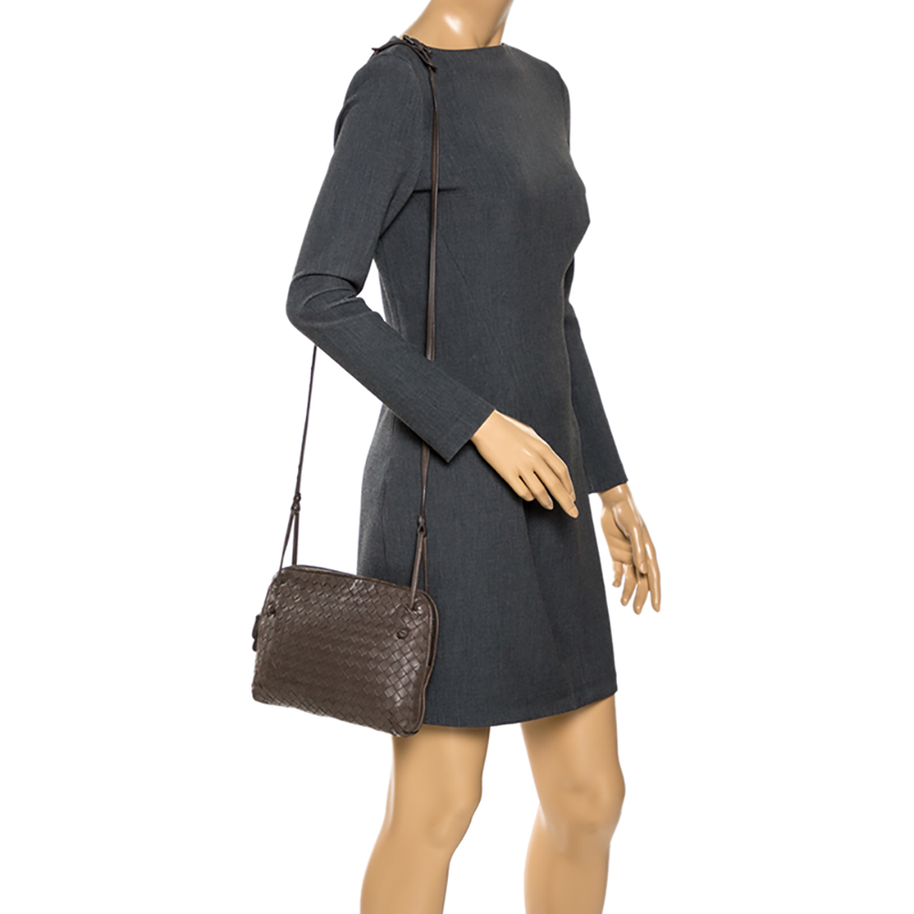 

Bottega Veneta Darl Grey Intrecciato Leather Nodini Crossbody Bag