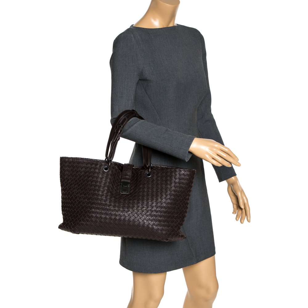 

Bottega Veneta Dark Brown Intrecciato Leather Tote