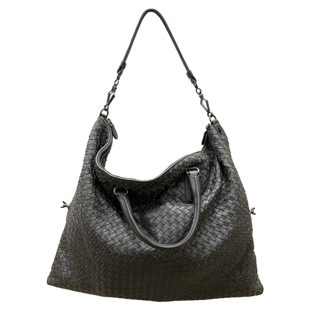 Bottega Veneta Dark Brown Intrecciato Leather Maxi Convertible Tote Bag ...