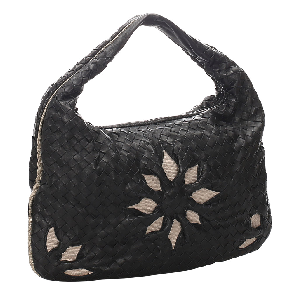 

Bottega Veneta Black/Brown Intrecciato Leather Hobo Bag, Beige