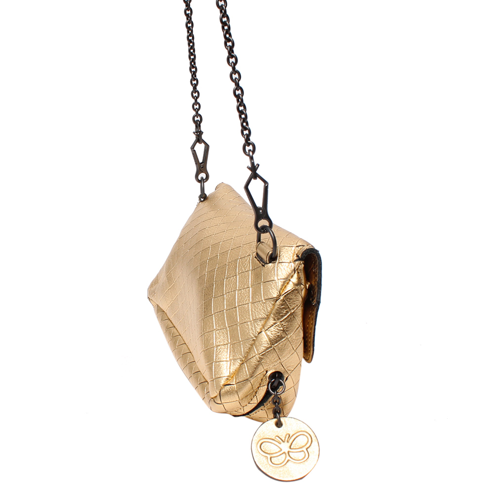 

Bottega Veneta Gold Intrecciato Leather Shoulder Bag