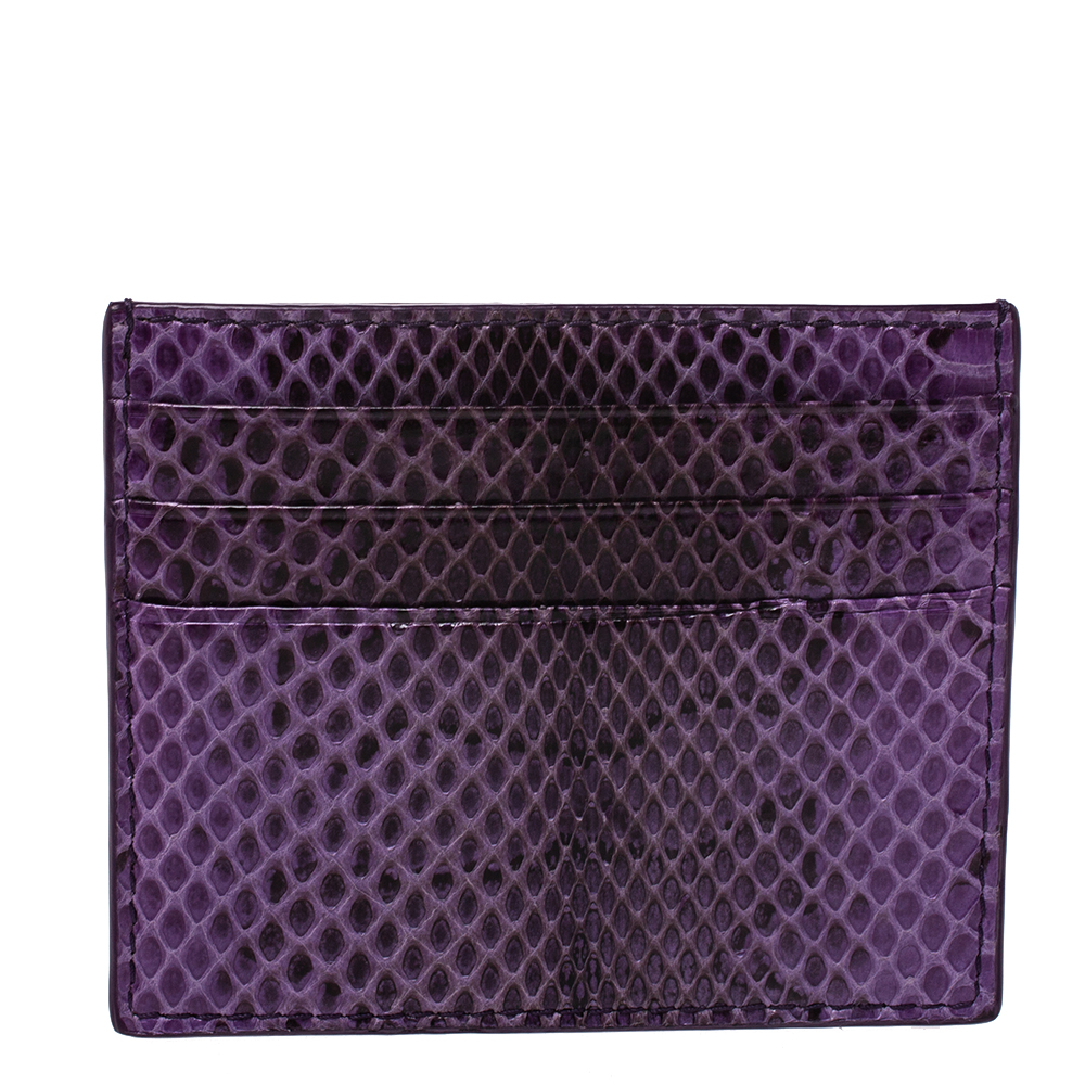 مملوكة مسبقًا Bottega Veneta Lilac Snakeskin Card Holder