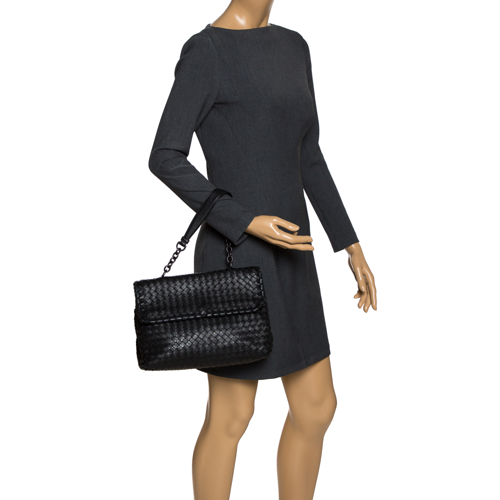 

Bottega Veneta Black Intrecciato Leather Olimpia Shoulder Bag