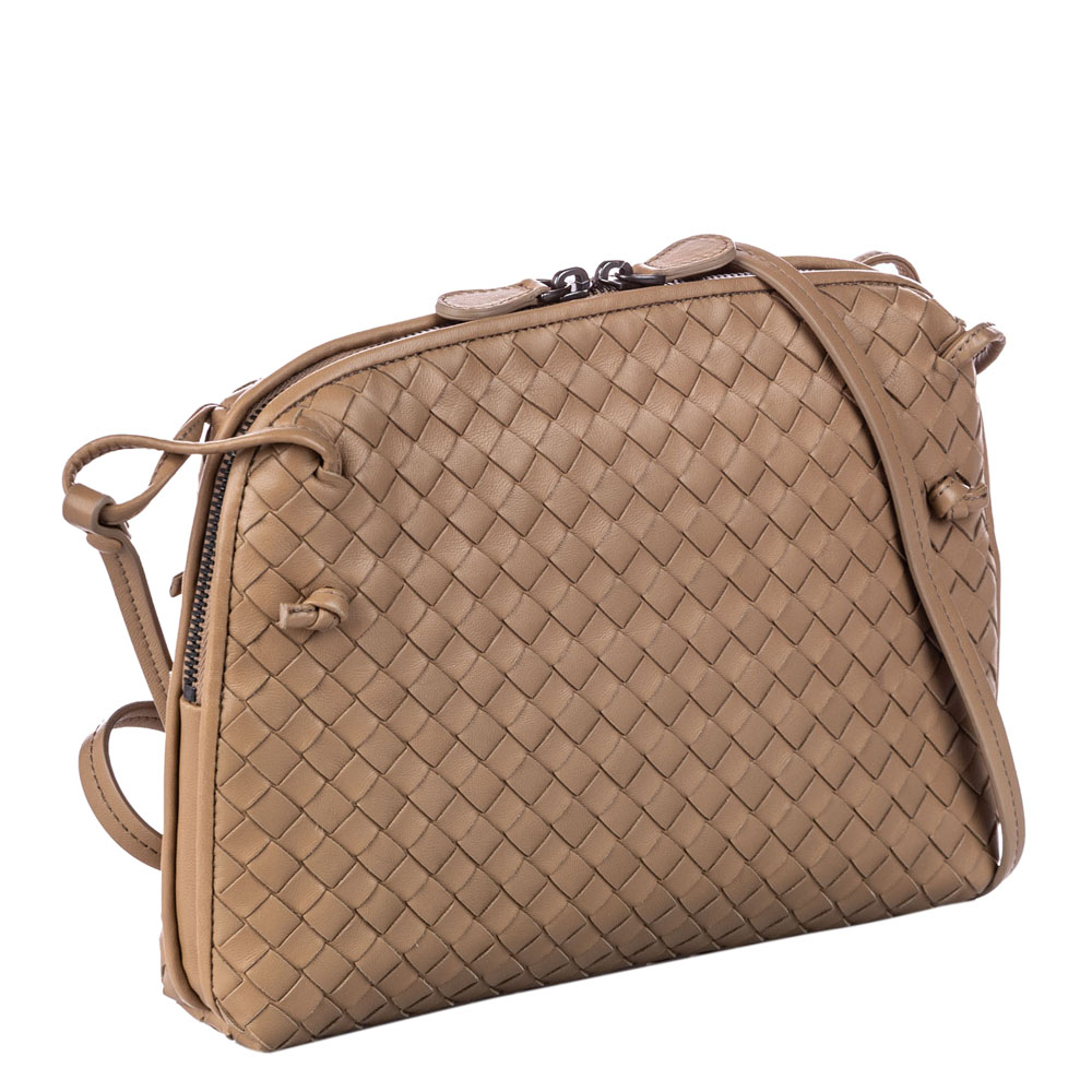 

Bottega Veneta Brown Intrecciato Nodini Leather Crossbody Bag