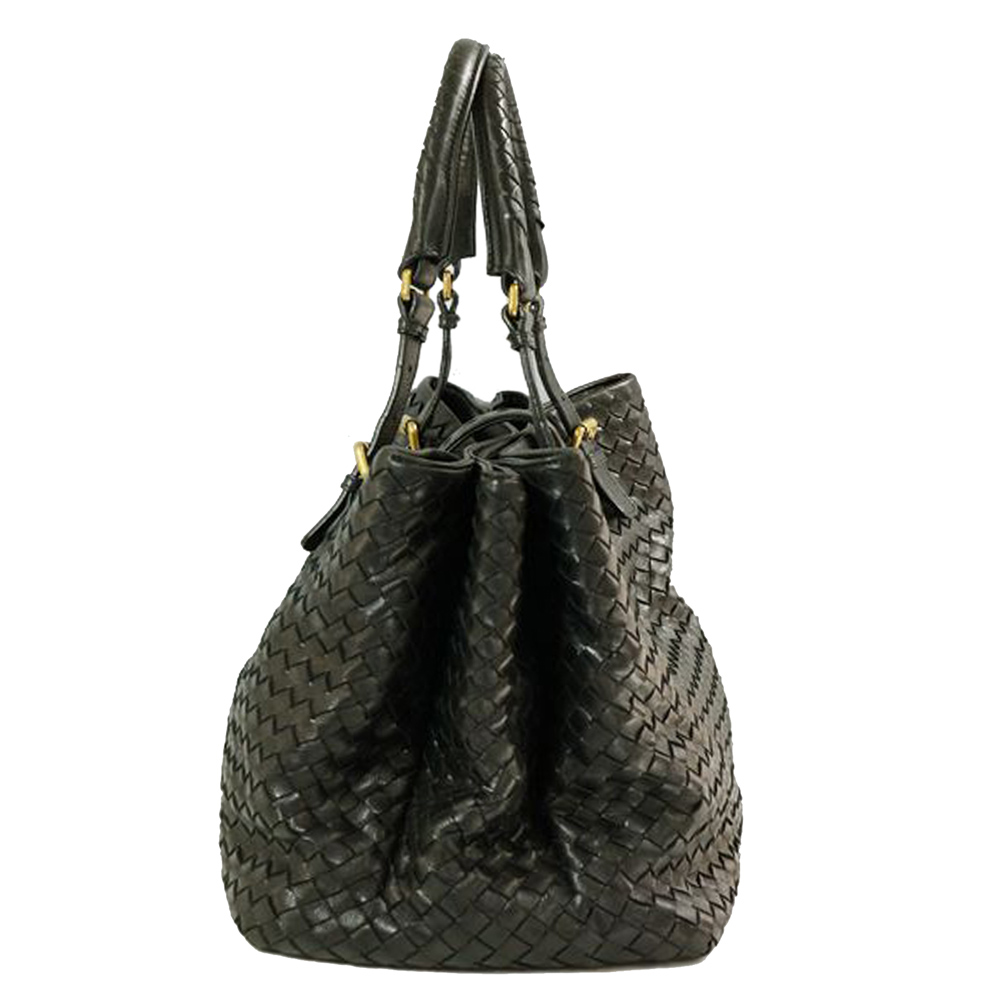 

Bottega Veneta Black Intrecciato Leather Large Roma Tote Bag