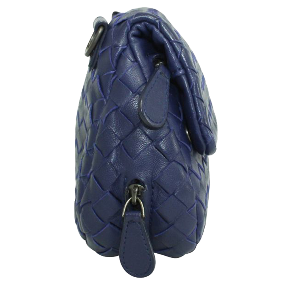 

Bottega Veneta Blue Mini Intrecciato Leather Chain Crossbody Bag