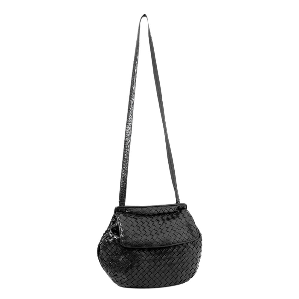 

Bottega Veneta Black Intrecciato Leather Crossbody Bag
