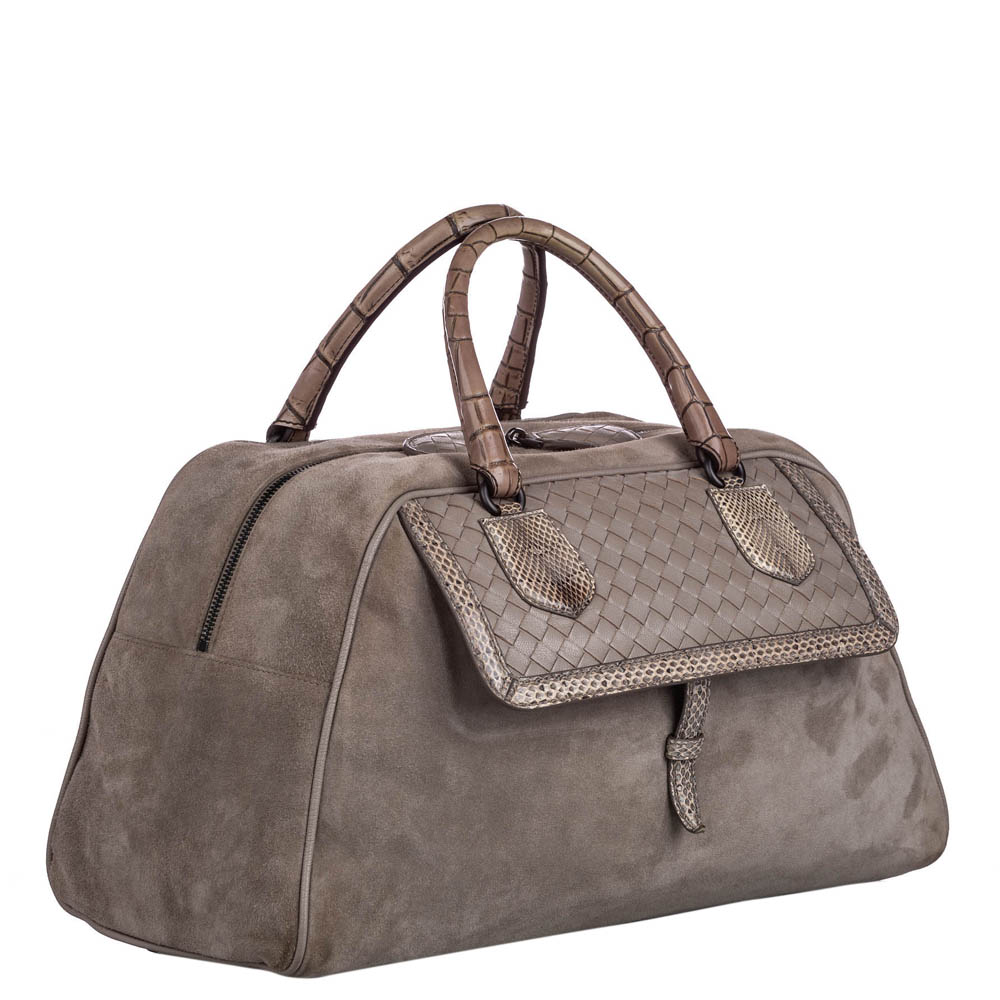 

Bottega Veneta Grey Leather Suede Bowler Bag