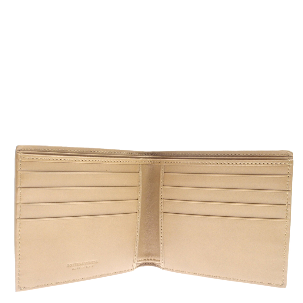 

Bottega Veneta Brown Intrecciato Leather Bifold Wallet, Beige