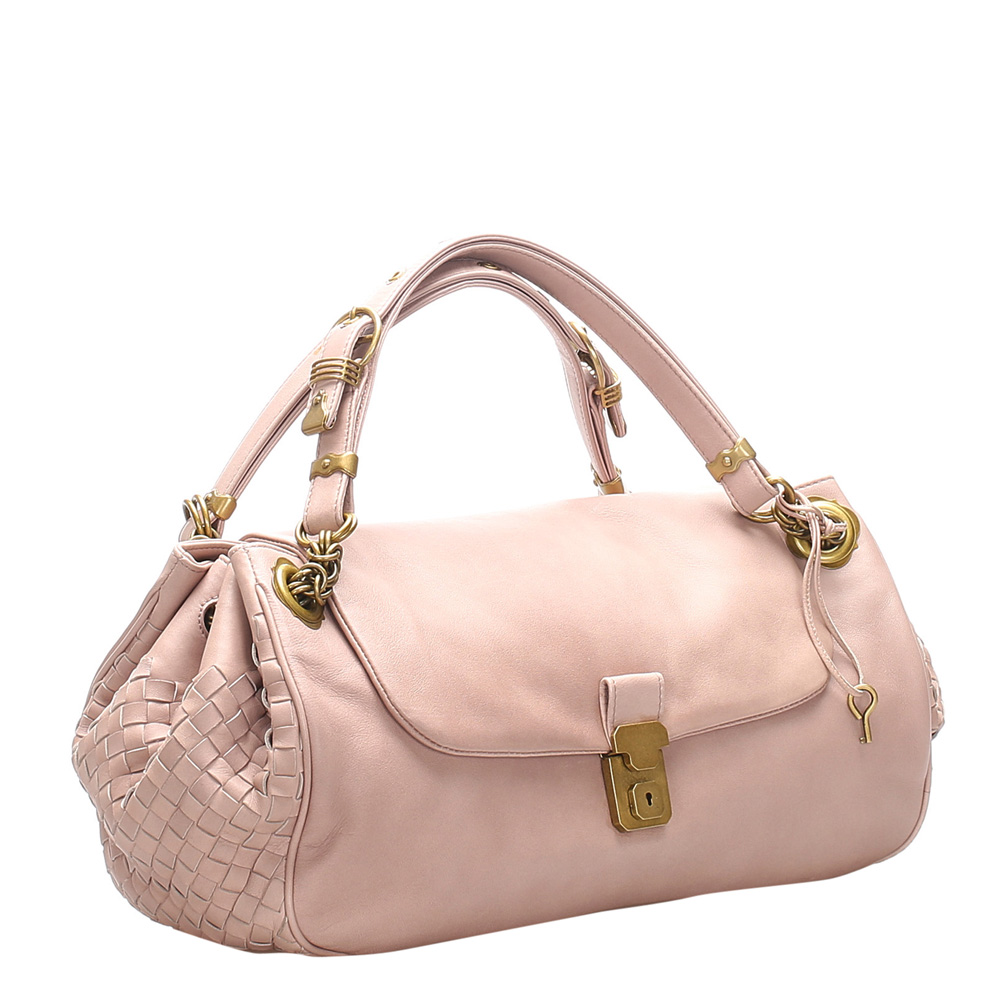 

Bottega Veneta Pink Intrecciato Leather Shoulder Bag