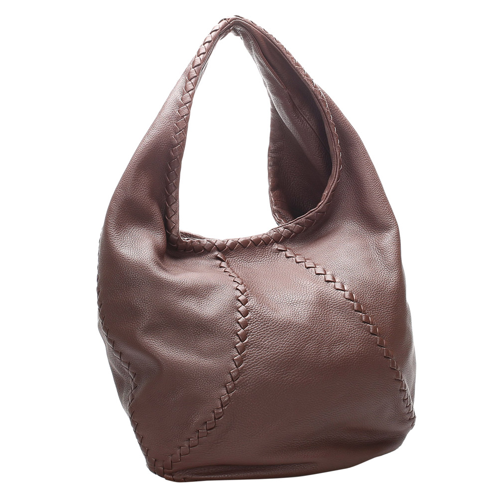 

Bottega Veneta Brown/Dark Brown Baseball Leather Hobo Bag