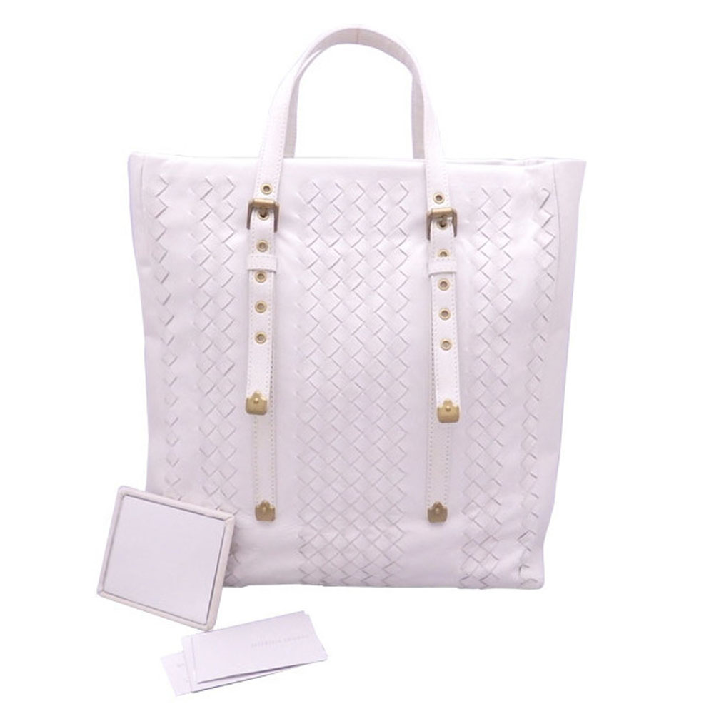 

Bottega Veneta White Intrecciato Leather Accented Tote Bag