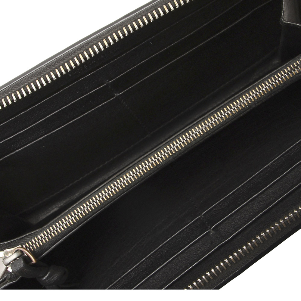 

Bottega Veneta Black Intrecciato Leather Zip Around Wallet