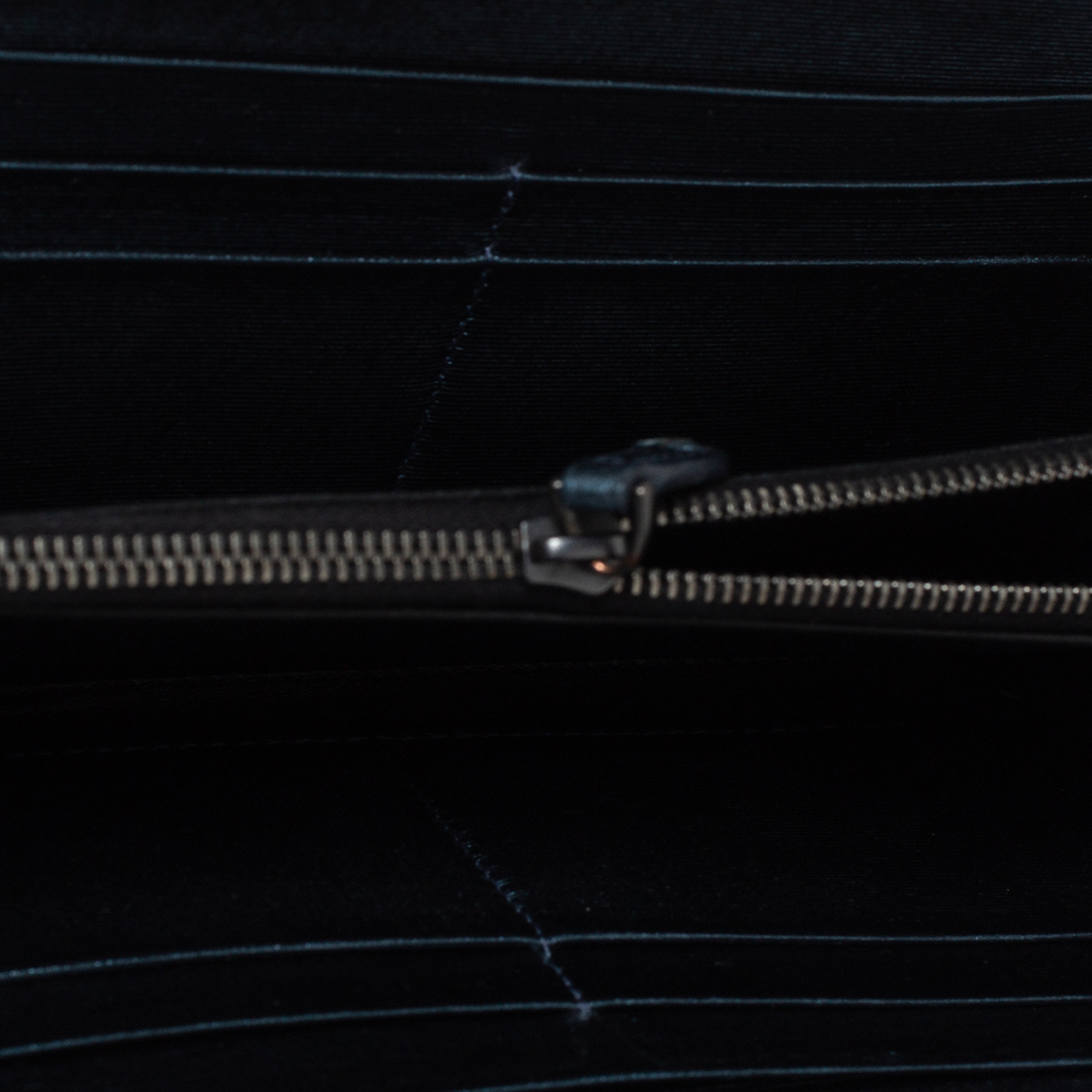 

Bottega Veneta Metallic Blue Intrecciato Leather Zip Around Wallet