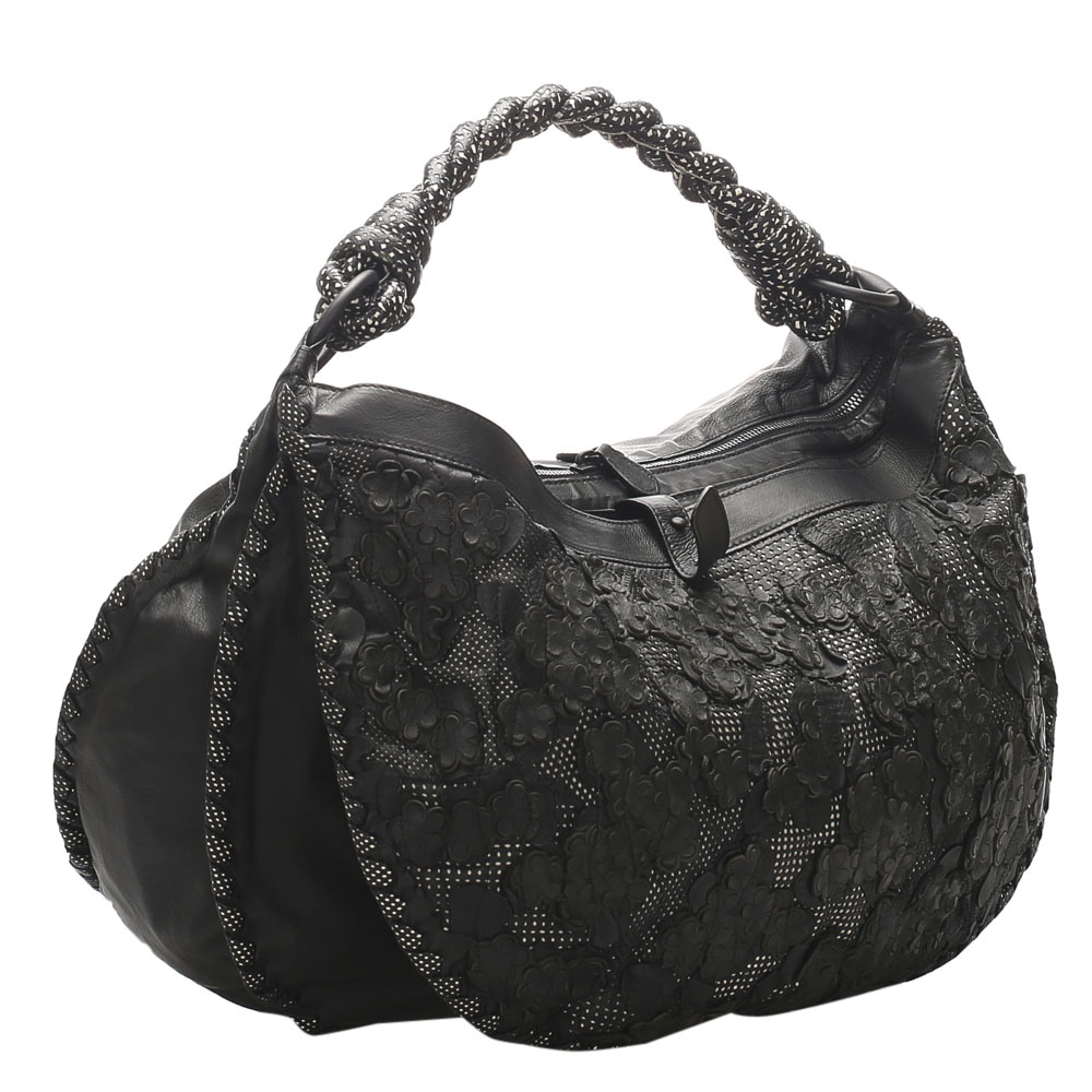 

Bottega Veneta Black Leather Lace Shoulder Bag