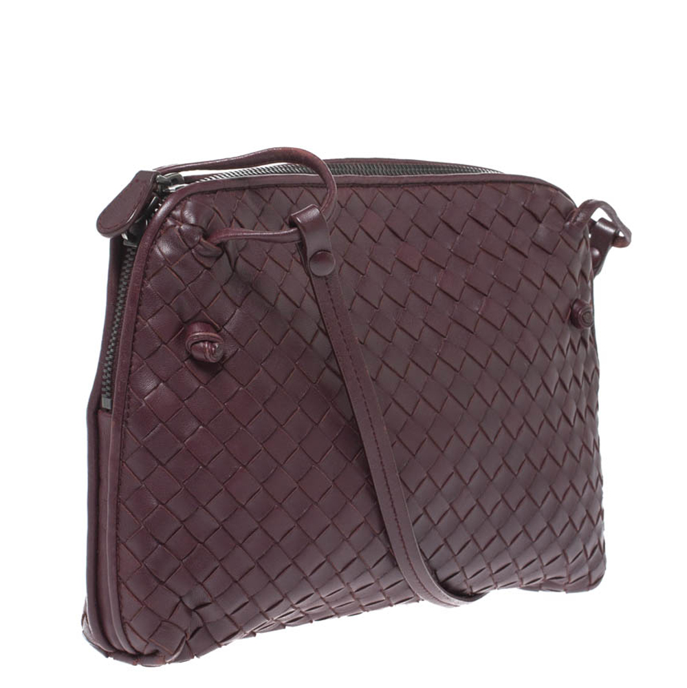 

Bottega Veneta Burgundy Intrecciato Leather Nodini Crossbody Bag