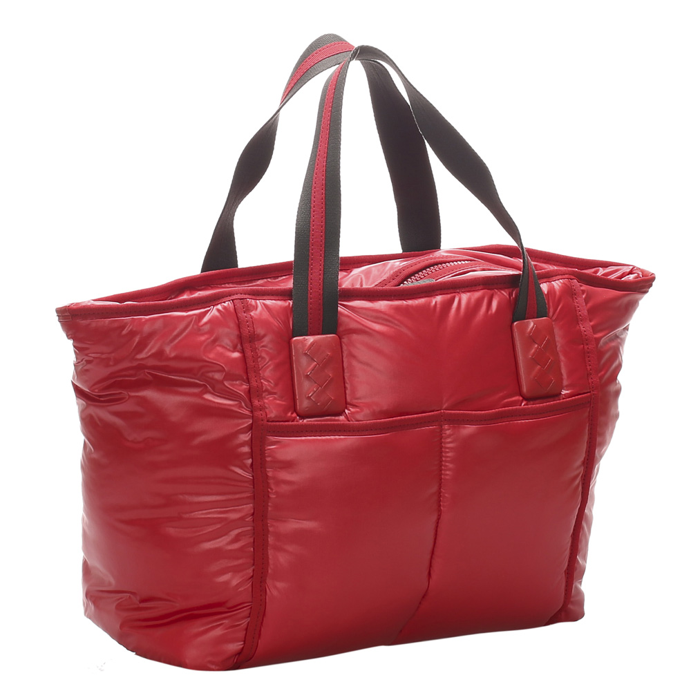 

Bottega Veneta Red Nylon Marco Polo Tote Bag