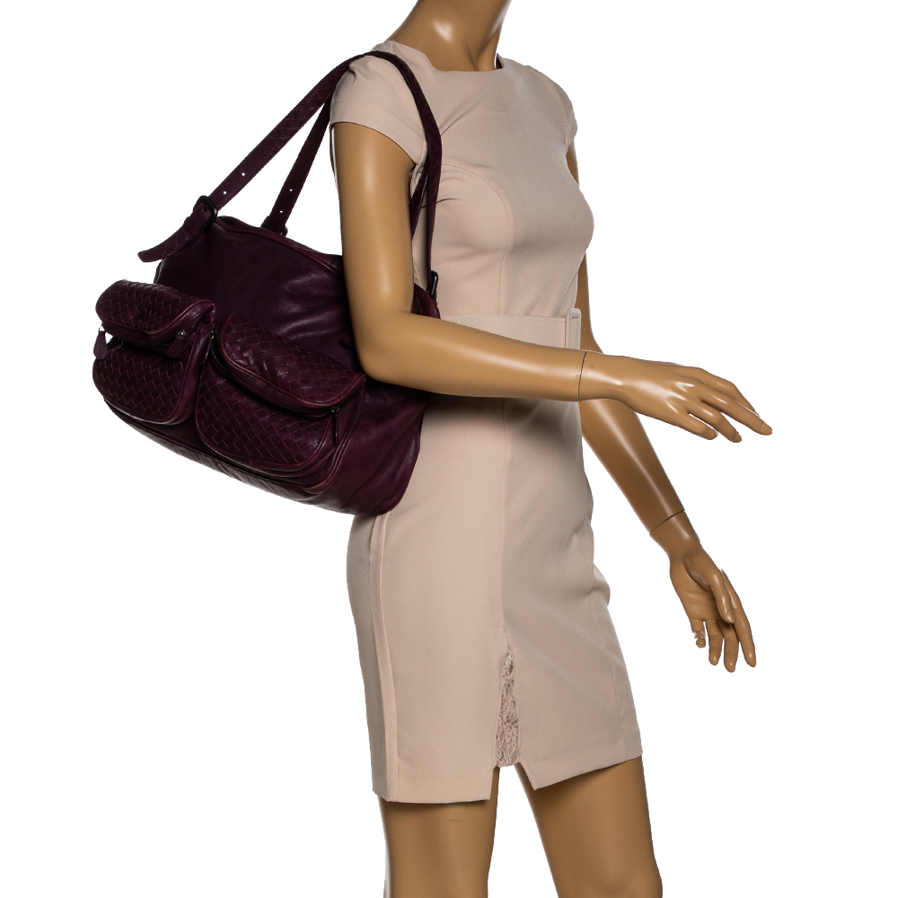 

Bottega Veneta Purple Leather Multi Pocket Shoulder Bag