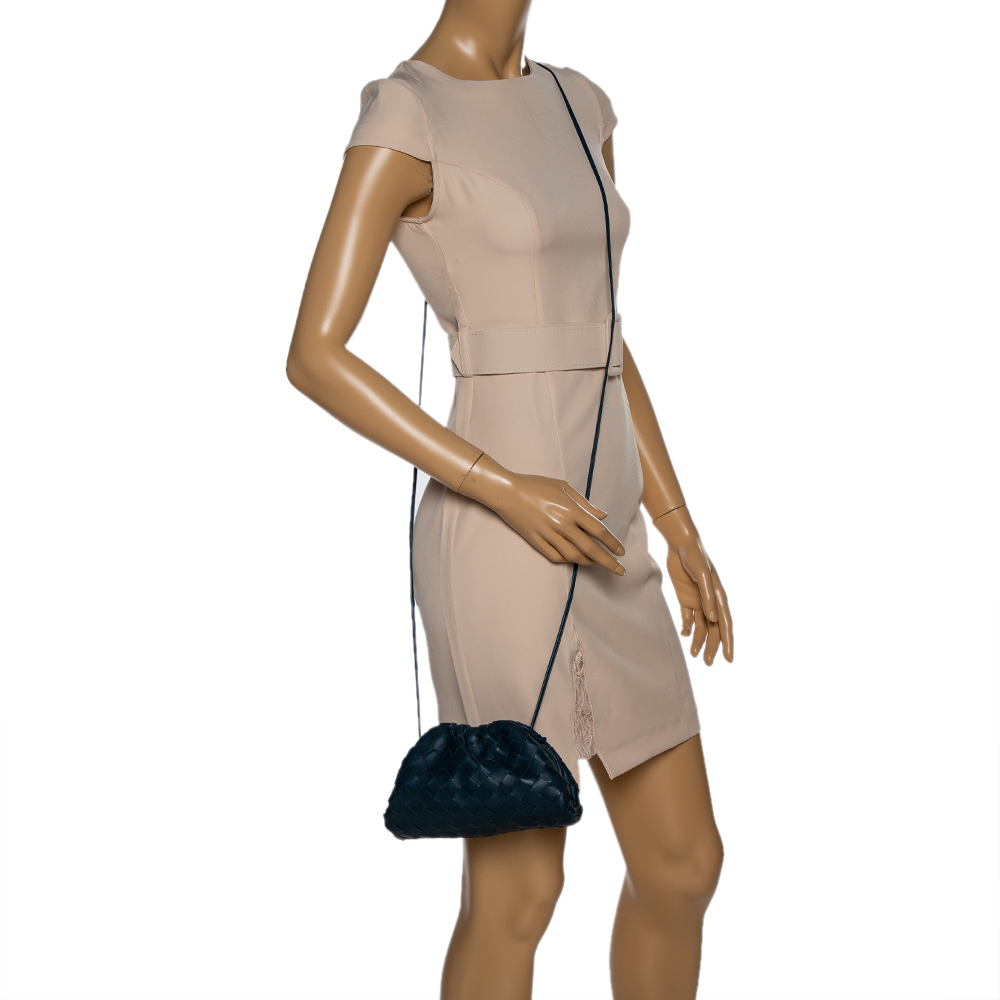 

Bottega Veneta Dark Blue Intrecciato Leather Mini The Pouch Shoulder Bag