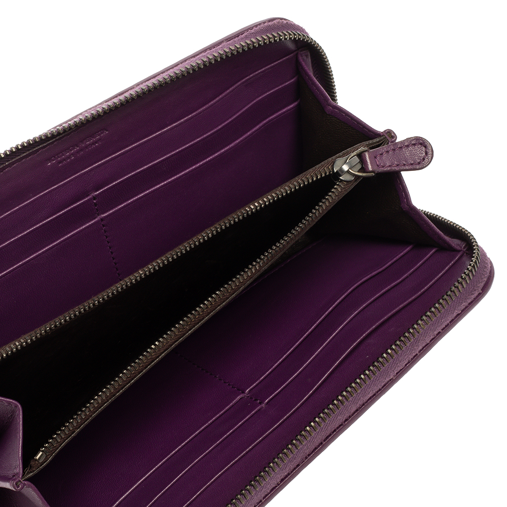 

Bottega Veneta Purple Intrecciato Leather Zip Around Continental Wallet