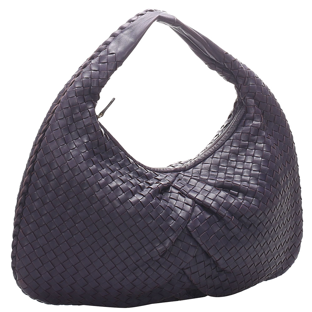 

Bottega Veneta Purple Leather Intrecciato Hobo Bag