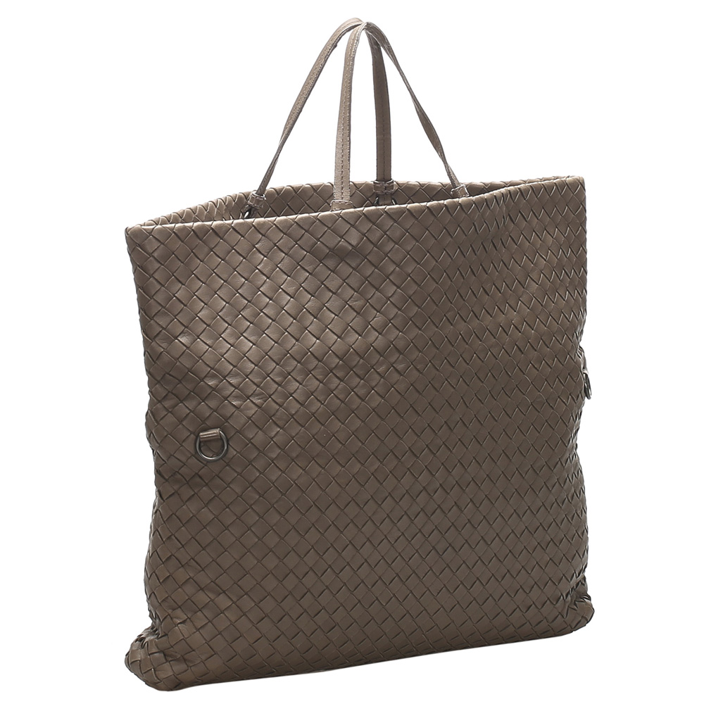 

Bottega Veneta Brown Leather Intrecciato Satchel Bag