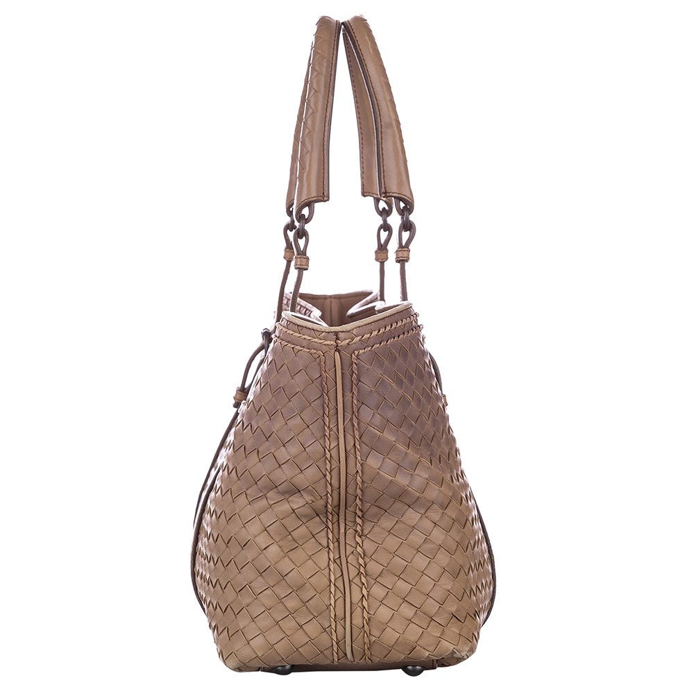 

Bottega Veneta Brown Intrecciato Leather Tote Bag, Beige