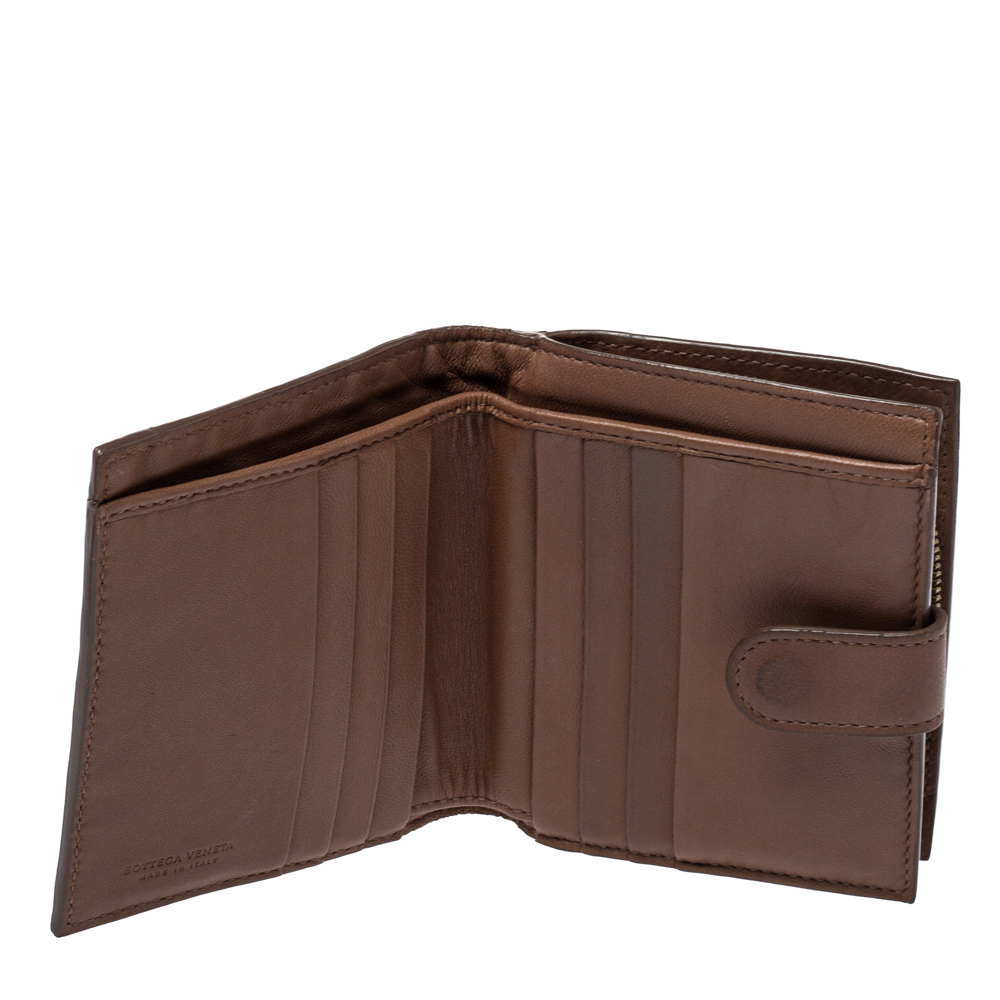 

Bottega Veneta Brown Intrecciato Leather French Wallet