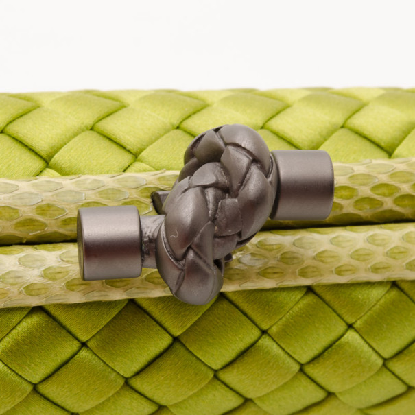 Bottega Veneta Intrecciato Knot Clutch in Mint Green Silk — UFO No