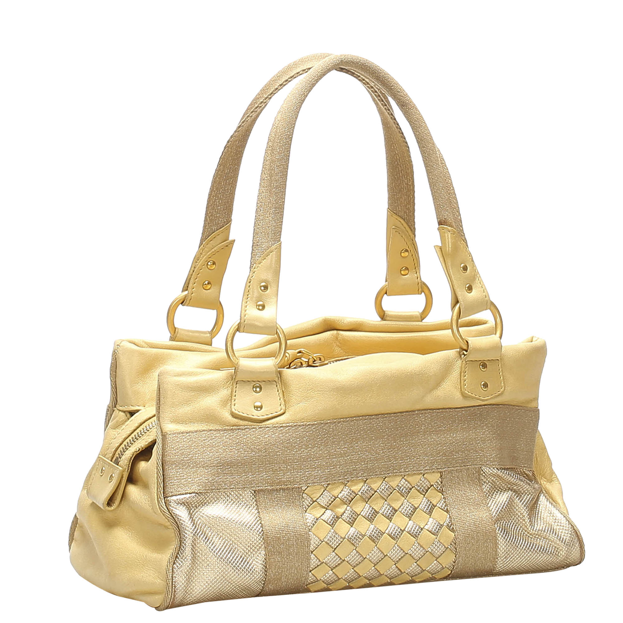 

Bottega Veneta Gold/Brown Leather Shoulder Bag, Beige