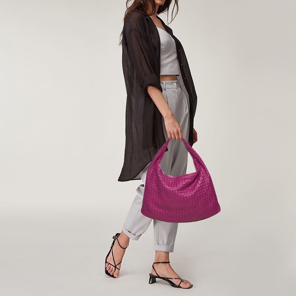 

Bottega Veneta Pink Intrecciato Leather  Veneta Hobo
