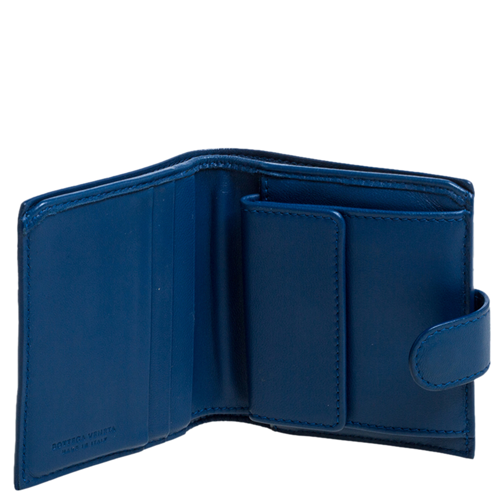 

Bottega Veneta Blue Intrecciato Leather French Wallet