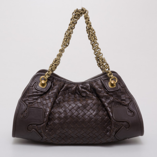 Pre Owned Bottega Veneta Brown Small Shoulder Bag