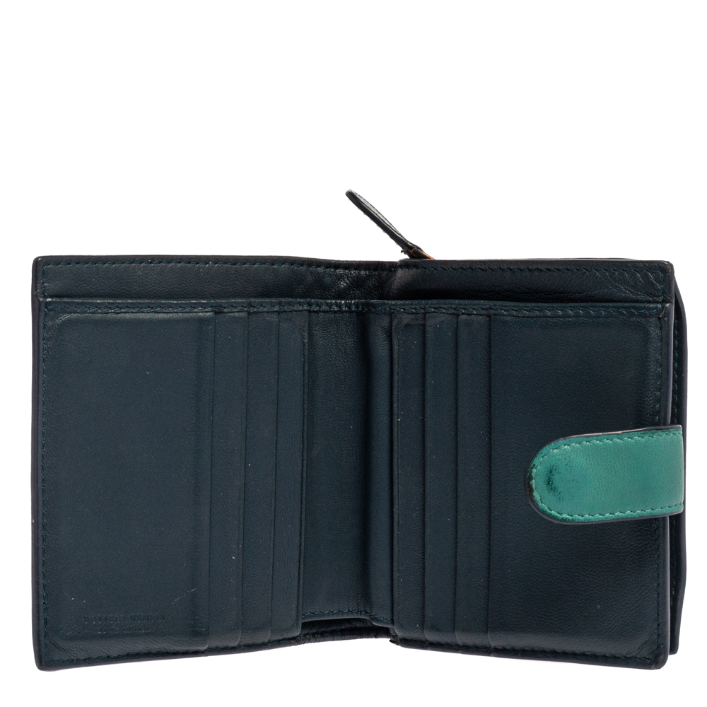 

Bottega Veneta Green Intrecciato Leather French Wallet