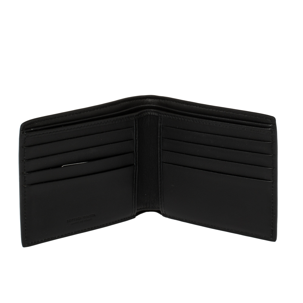 

Bottega Veneta Black Intrecciato Leather Embroidered Stripe Bifold Wallet