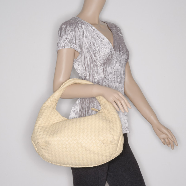 

Bottega Veneta Cream Intrecciato Leather Medium Belly Veneta Hobo