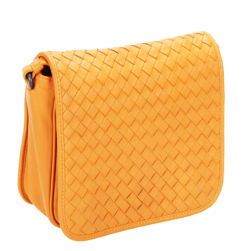 

Bottega Veneta Orange Intrecciato Leather Crossbody Bag