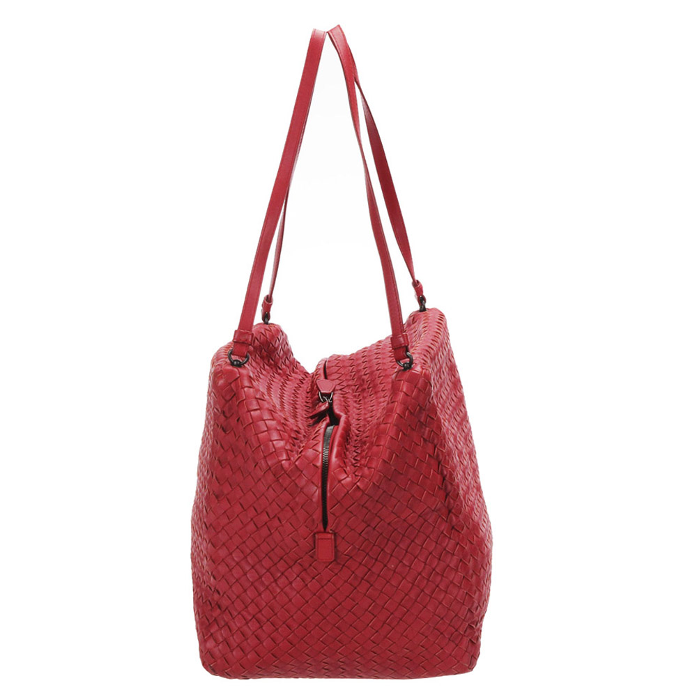 

Bottega Veneta Red Intrecciato Nappa Leather Shoulder Bag