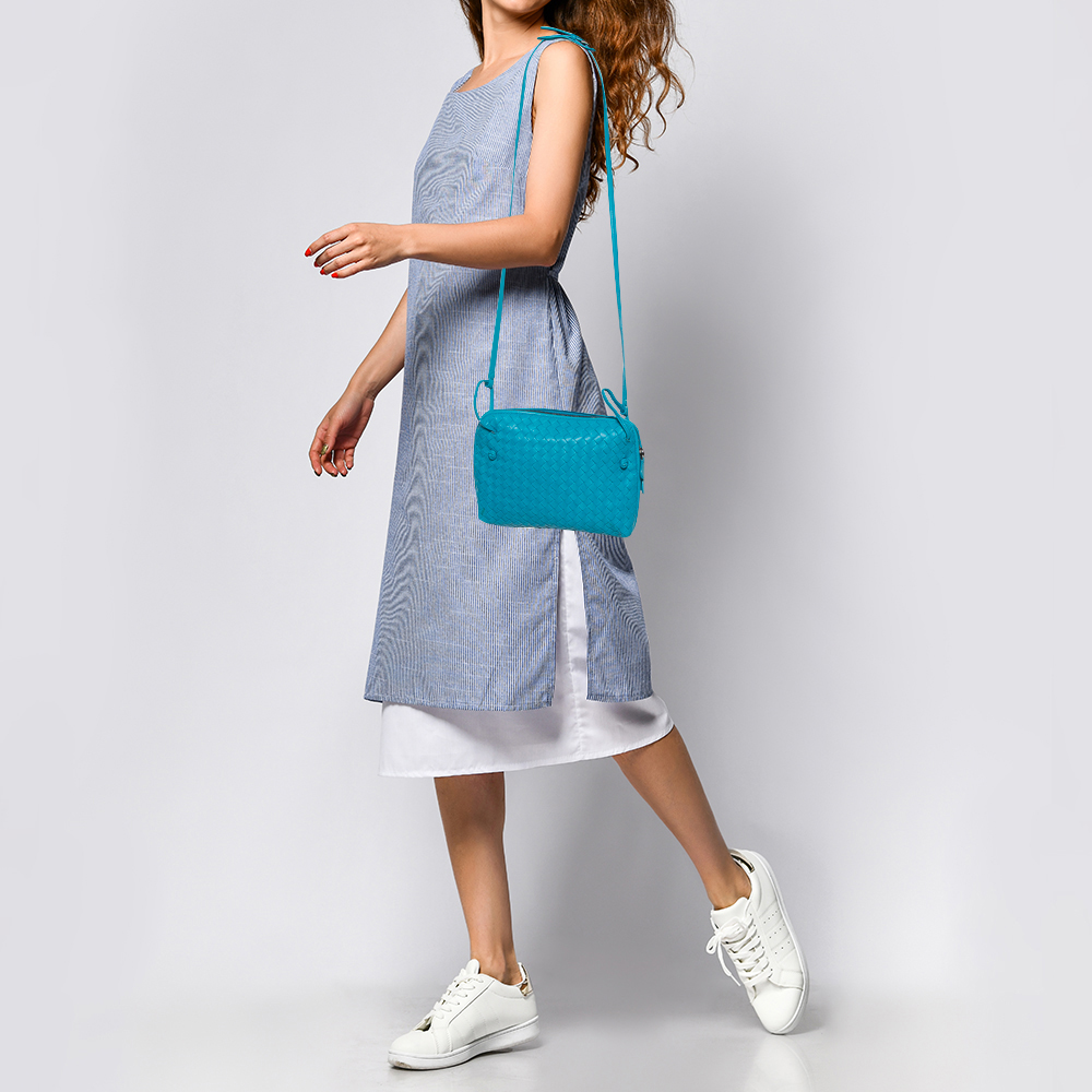 

Bottega Veneta Blue Intrecciato Leather Nodini Crossbody Bag