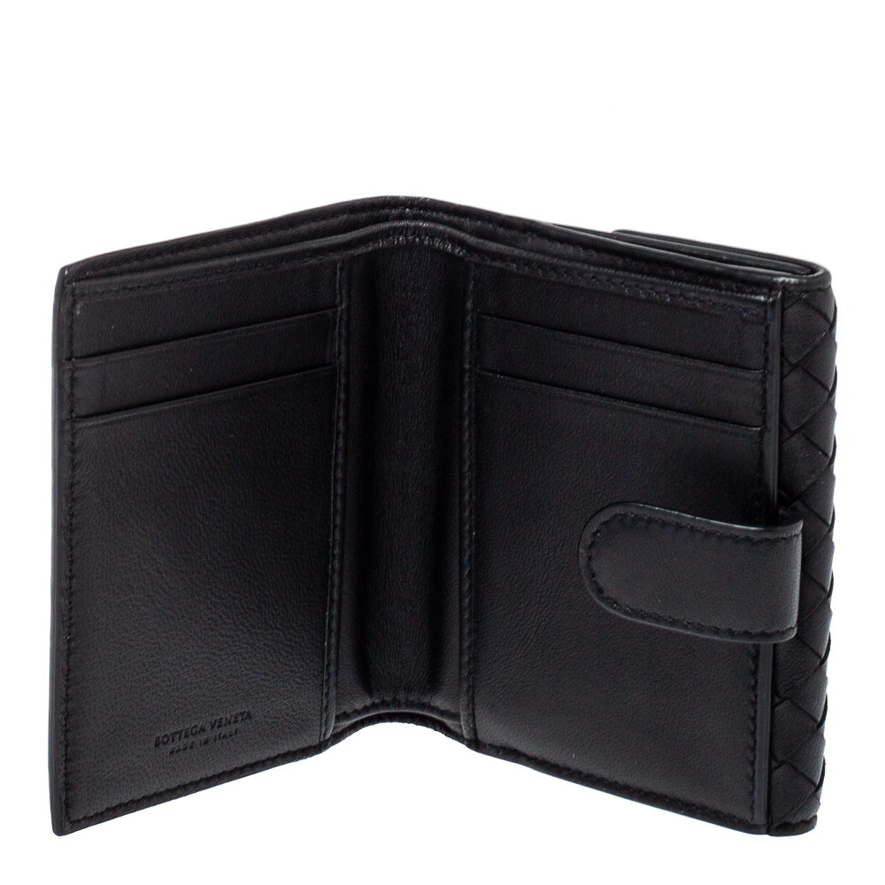 

Bottega Veneta Black Intrecciato Leather French Wallet