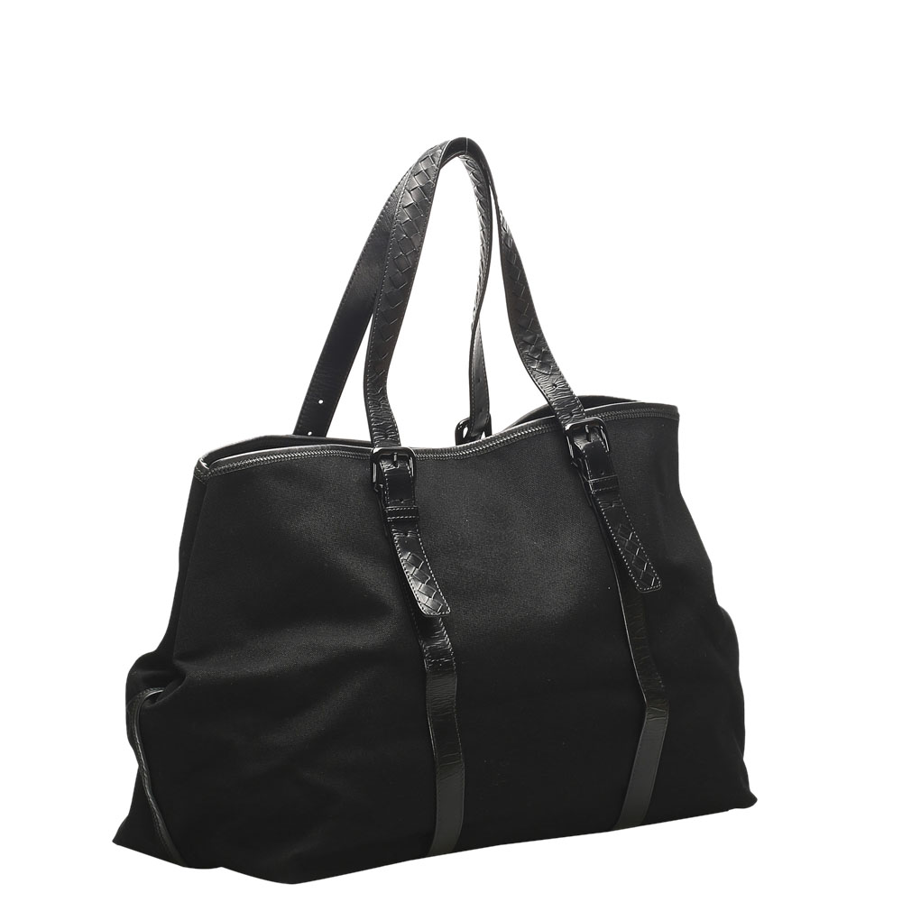 

Bottega Veneta Black Canvas Travel Bag