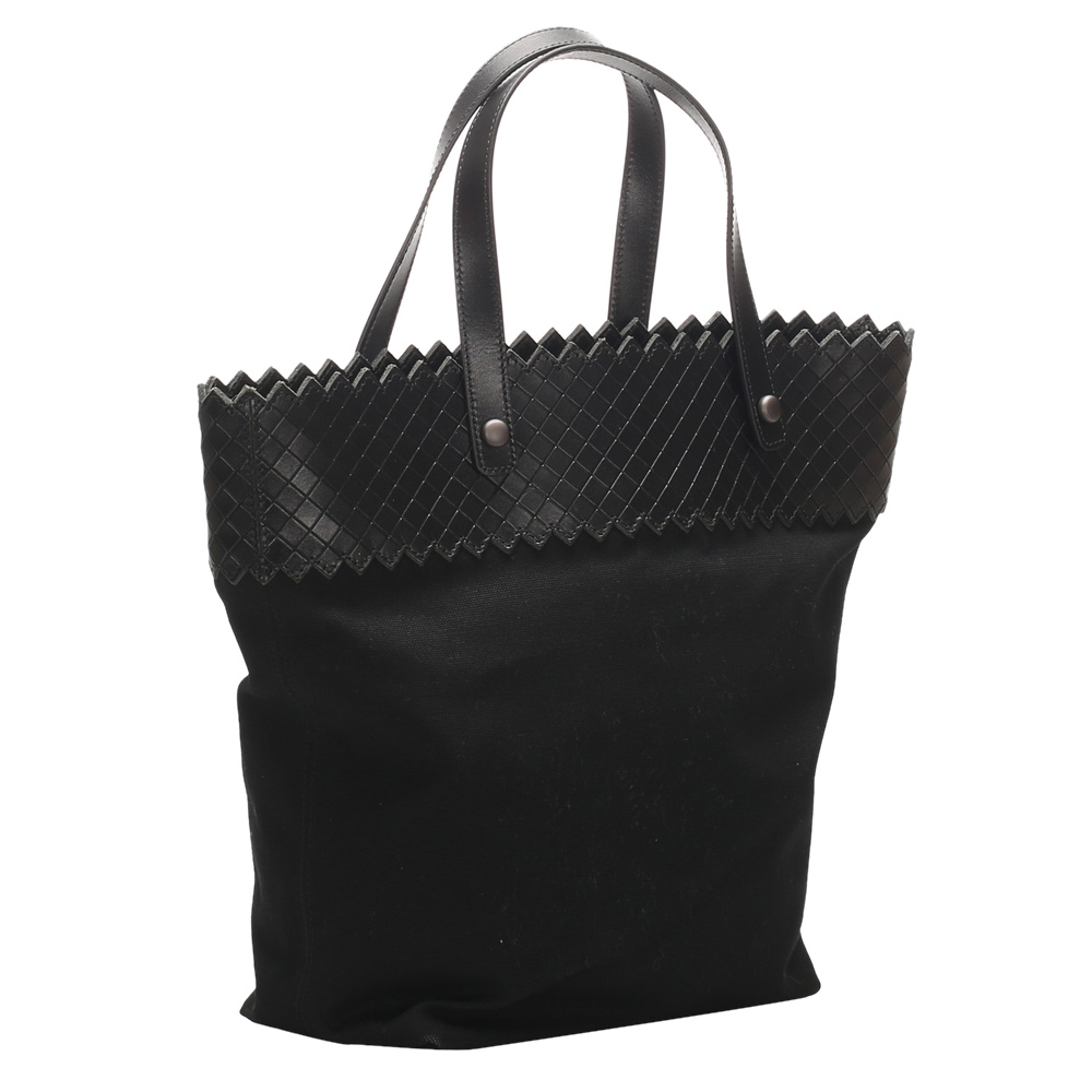 

Bottega Veneta Black Intrecciato Canvas Leather Tote Bag