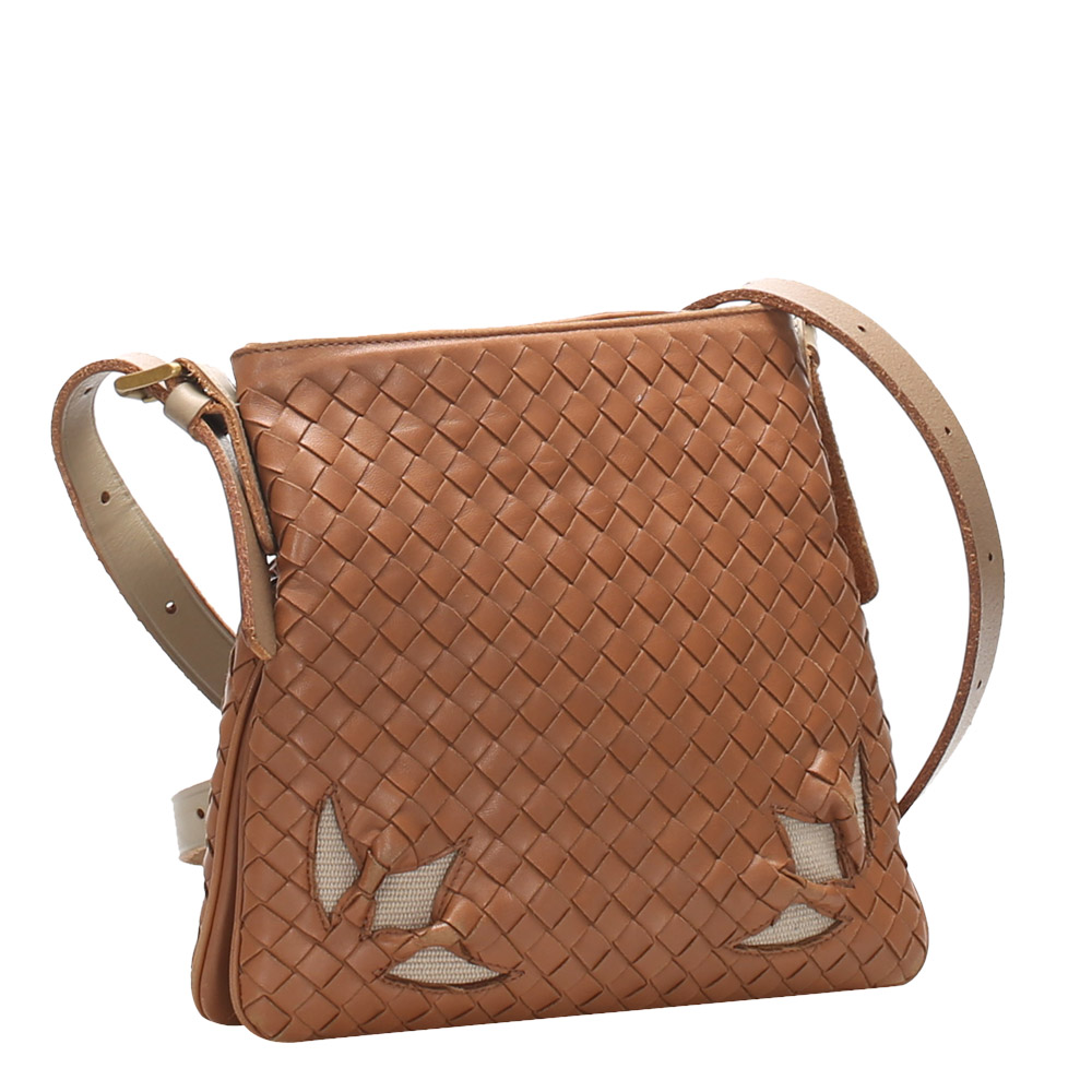 

Bottega Veneta Brown Intrecciato Leather Crossbody Bag